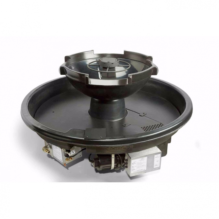 HPC H2Onfire 52-Inch Natural Gas Fire On Water Feature W/ Round Black Concrete 4-Scupper Fire On Water Bowl - Electronic Ignition - 120VAC