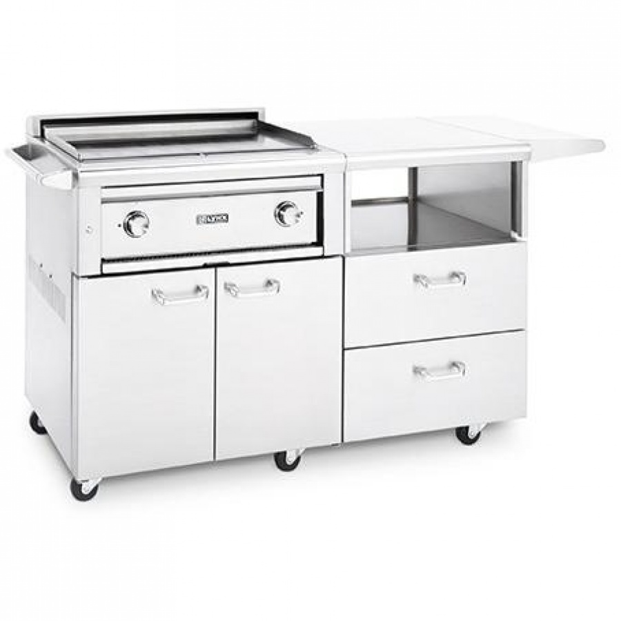 Lynx Asado 30-Inch Freestanding Propane Gas Flat Top Grill On Mobile Kitchen Cart - L30AG-M-LP