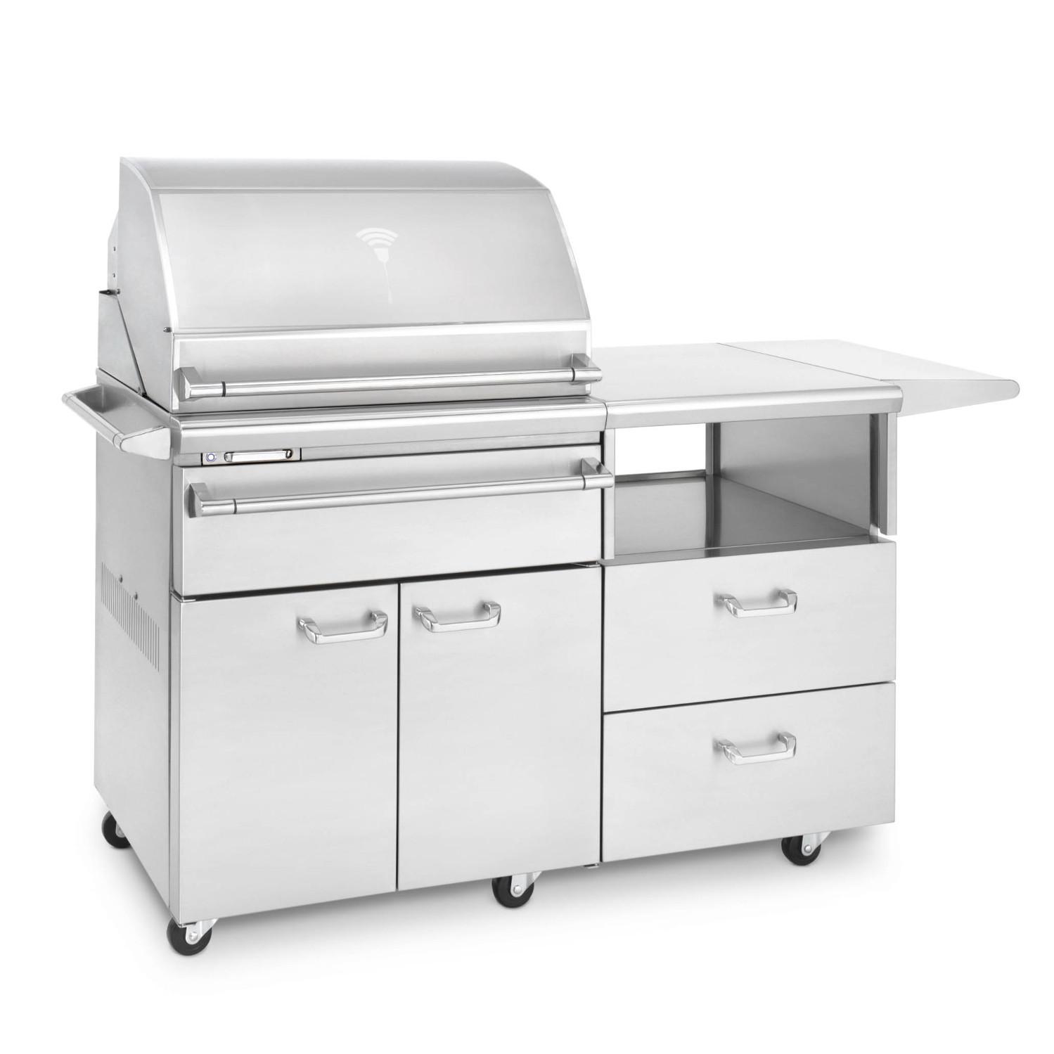Lynx Sonoma 30-Inch Stainless Steel Freestanding Propane Gas Smoker On Mobile Kitchen Cart - LSMKM-L
