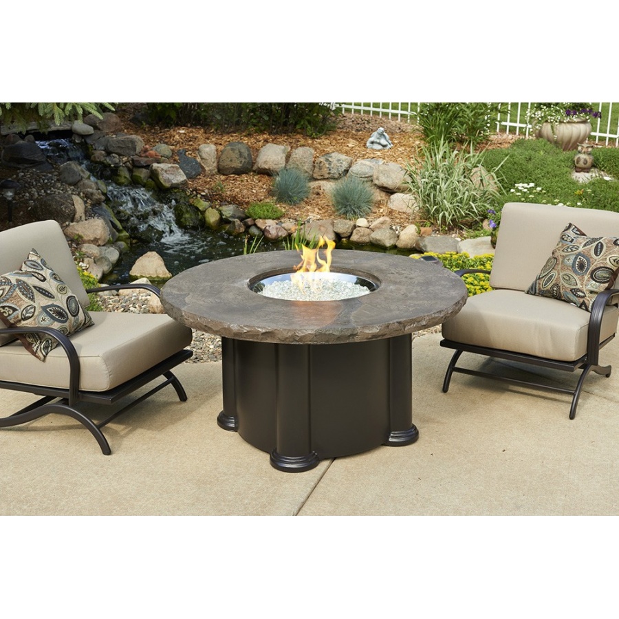 Marbleized Noche Colonial Chat, Dining, or Pub Height Gas Fire Pit Table
