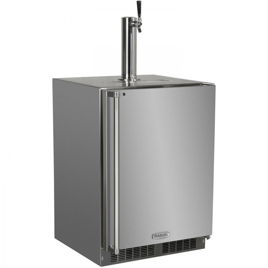 Marvel 24-Inch 5.7 Cu. Ft. Right Hinge Built-in Outdoor Rated Single Tap Beer Dispenser - Stainless Steel - MO24BNS2RS