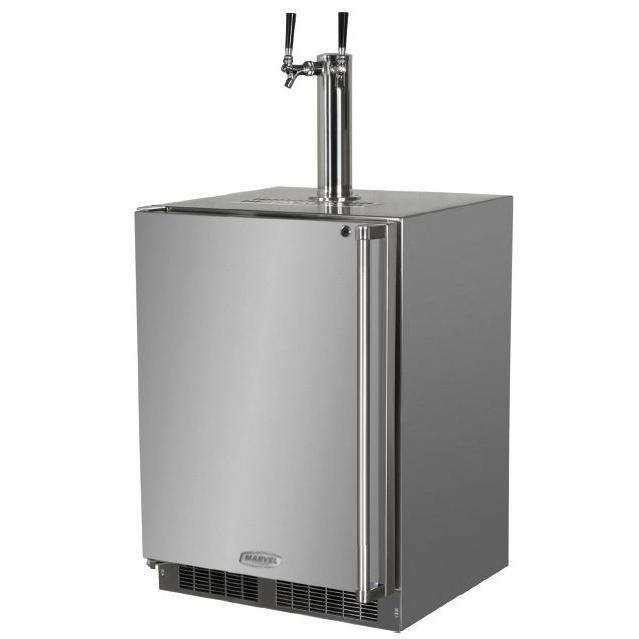 Marvel 24-Inch 5.74 Cu Ft. Left Hinge Outdoor Rated Dual Tap Beer Dispenser / Kegerator - MO24BTS2LS