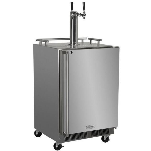 Marvel 24-Inch 5.74 Cu Ft. Right Hinge Outdoor Rated Freestanding Dual Tap Beer Dispenser / Kegerator - MO24BTSMRS