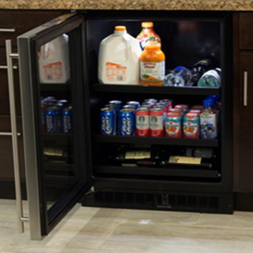 Marvel 24-Inch Left Hinge Beverage Center With Convertible Shelves - Stainless Steel - ML24BCG1LS