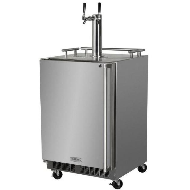 Marvel 24-Inch Left Hinge Outdoor Rated Dual Tap Beer Dispenser / Kegerator - MO24BTSMLS
