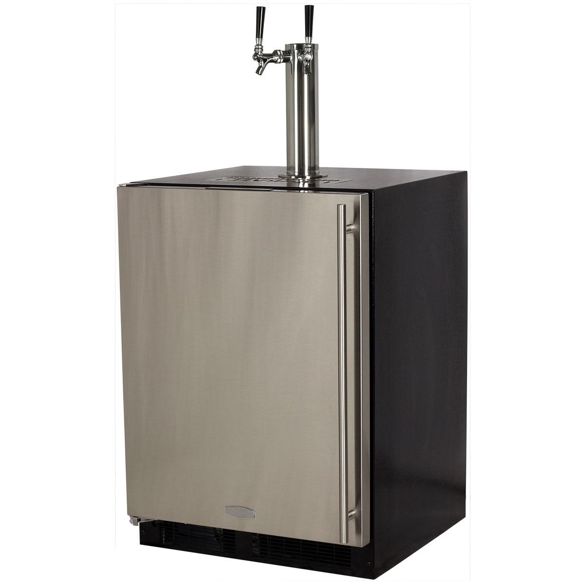 Marvel 24-Inch Left Hinge Twin Tap Beer Dispenser / Kegerator - Stainless Steel - ML24BTS2LS