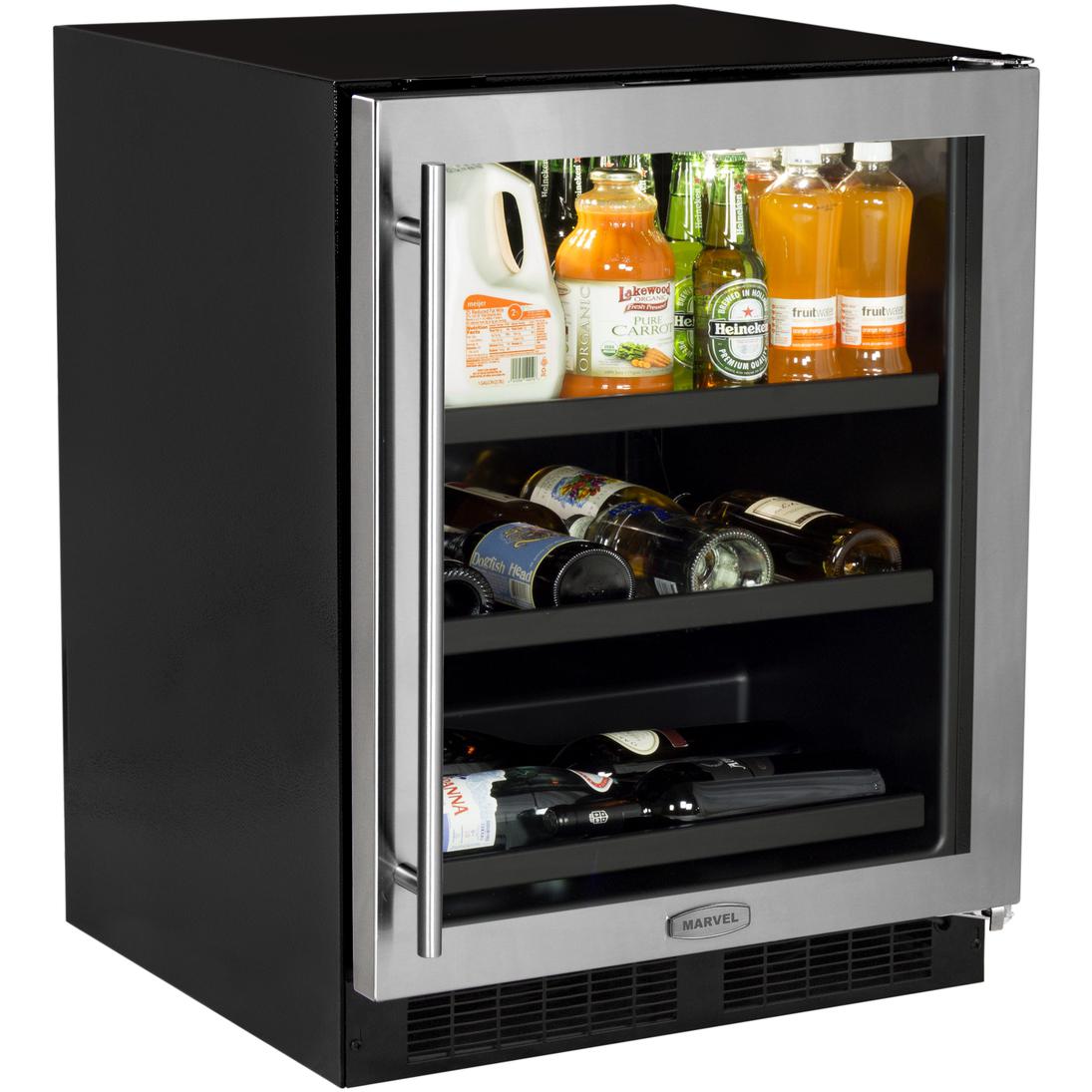 Marvel 24-Inch Right Hinge Beverage Center With Convertible Shelves - Stainless Steel - ML24BCG1RS