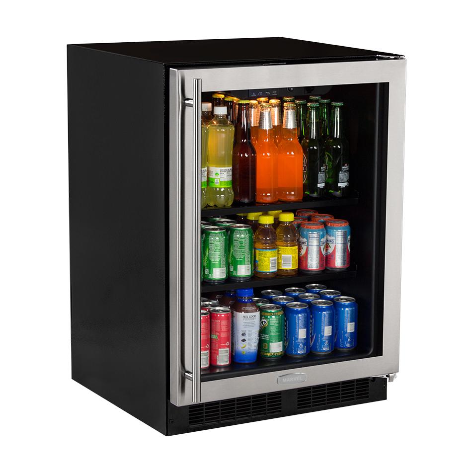Marvel 24-Inch Right Hinge Beverage Center With Stainless Frame Glass Door - ML24BCG0RS