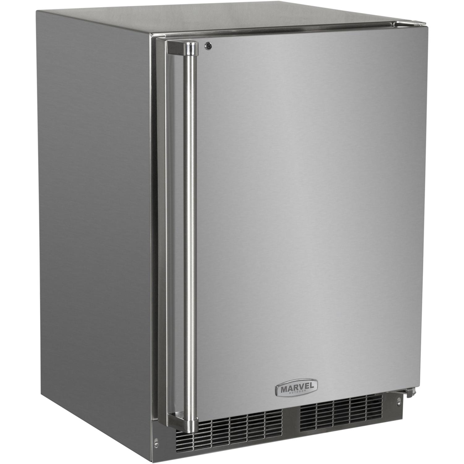 Marvel 24-Inch Right Hinge Outdoor Rated Compact Refrigerator With Freezer - MO24RFS2RS