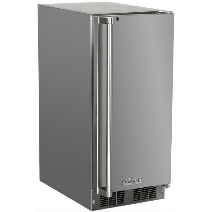 Marvel 34 Lb. 15-Inch Right Hinge Outdoor Rated Clear Cube Ice Maker With Drain Pump - 3OIMT-SS-F-R-P
