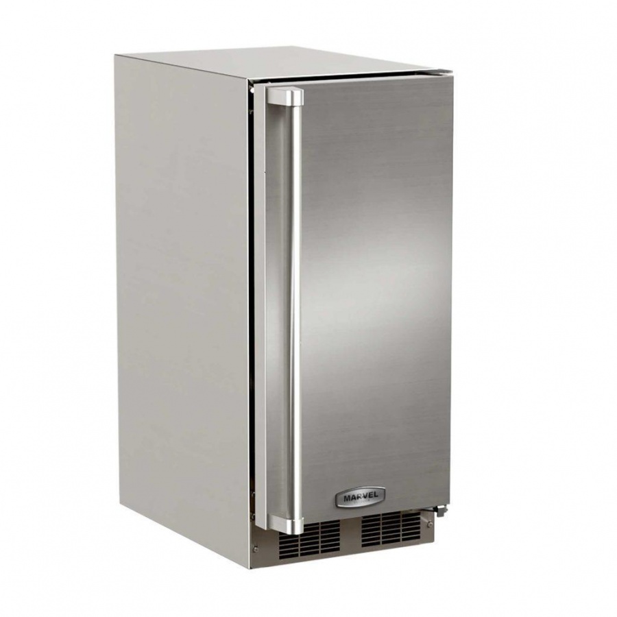 Marvel 39 Lb. 15-Inch Right Hinge Outdoor Rated Clear Ice Machine with Gravity Drain - Stainless Steel - MO15CLS2RS