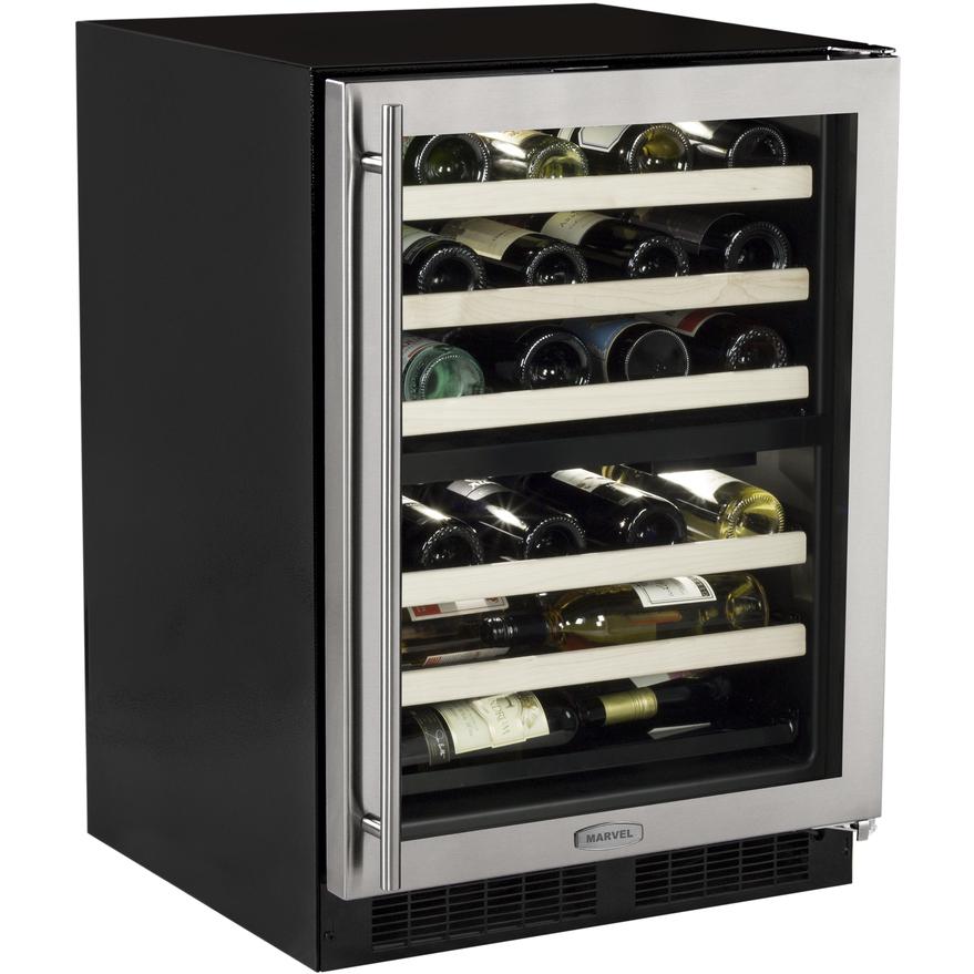 Marvel 40 Bottle Right Hinge Dual Zone Wine Cellar - Stainless Steel - ML24WDG2RS