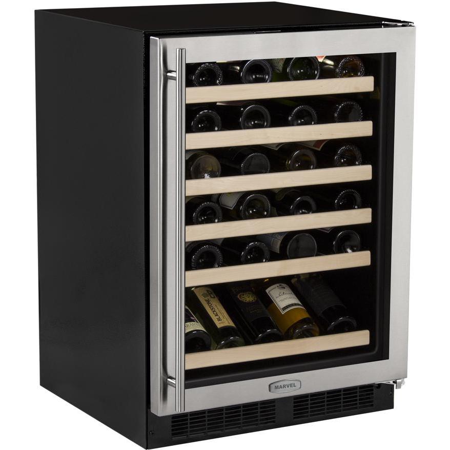 Marvel 45 Bottle Right Hinge Single Zone Wine Cellar - Stainless Steel - ML24WSG2RS