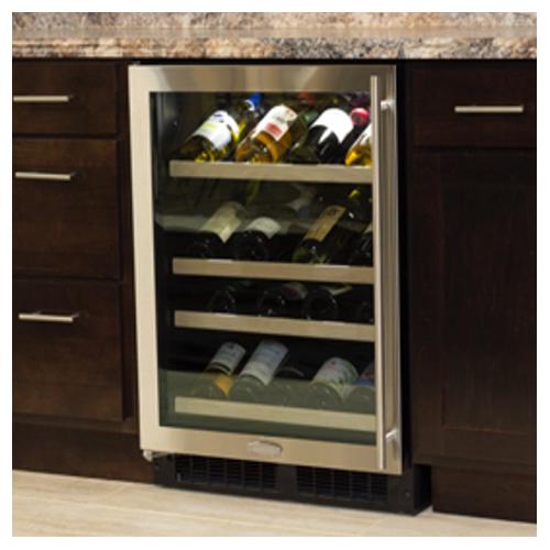 Marvel High Efficiency 45 Bottle Left Hinge Single Zone Wine Cellar - Stainless Steel - ML24WSG2LS