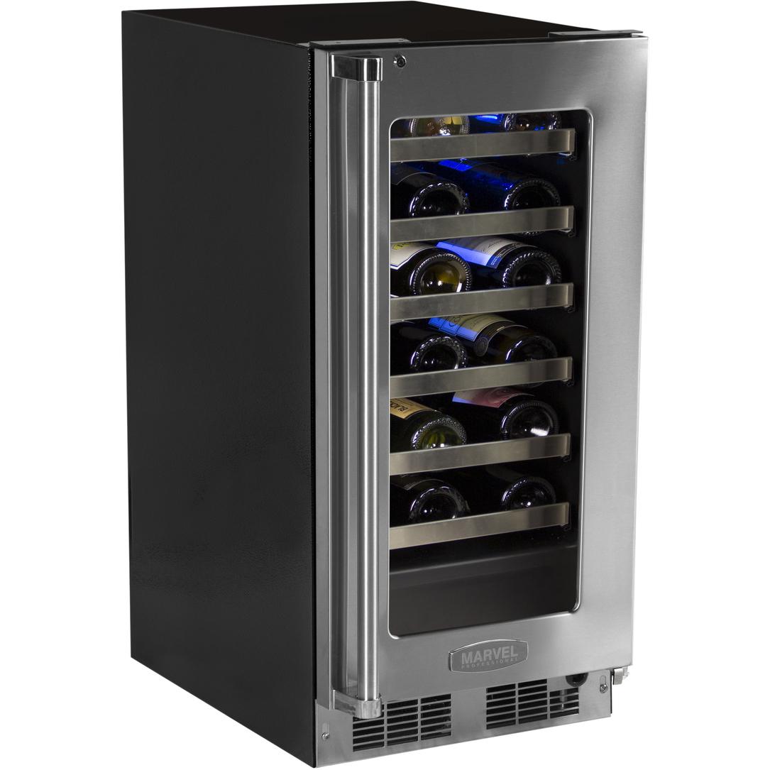 Marvel Professional 24 Bottle Right Hinge Single Zone Wine Cellar - Stainless Steel - MP15WSG3RS