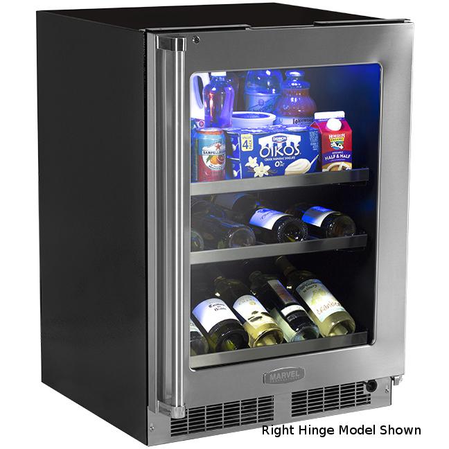 Marvel Professional 24-Inch Beverage Center With Stainless Frame Glass Door And Integrated Left Hinge - With Display Wine Rack - MP24BCG3LS