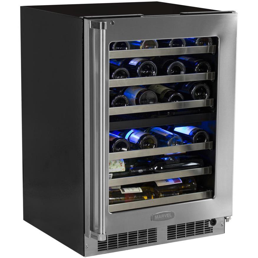 Marvel Professional 40 Bottle Right Hinge Dual Zone Wine Cellar - Stainless Steel - MP24WDG4RS