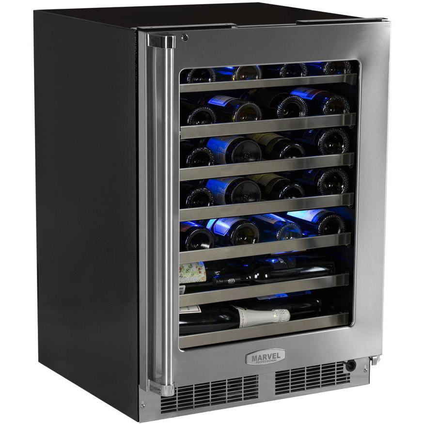 Marvel Professional 48 Bottle Right Hinge Single Zone Wine Cellar - Stainless Steel - MP24WSG4RS