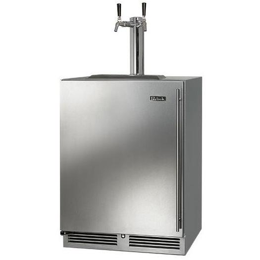 Perlick C-Series 24-Inch 5.2 Cu. Ft. Left Hinge Outdoor Rated Dual Tap Beer Dispenser / Kegerator - HC24TO-3-1L2