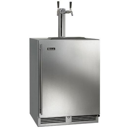 Perlick C-Series 24-Inch 5.2 Cu. Ft. Right Hinge Outdoor Rated Dual Tap Beer Dispenser / Kegerator - HC24TO-3-1R2