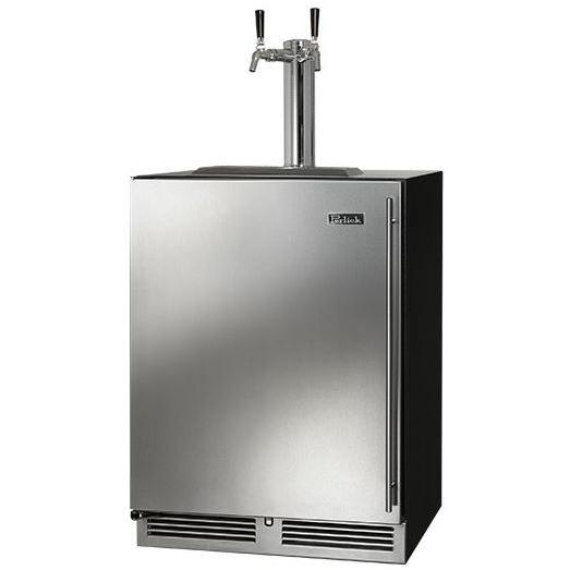 Perlick C-Series 5.2 Cu. Ft. Left Hinge Built-In Dual Tap Beer Dispenser / Kegerator - Stainless Steel - HC24TB-3-1L2