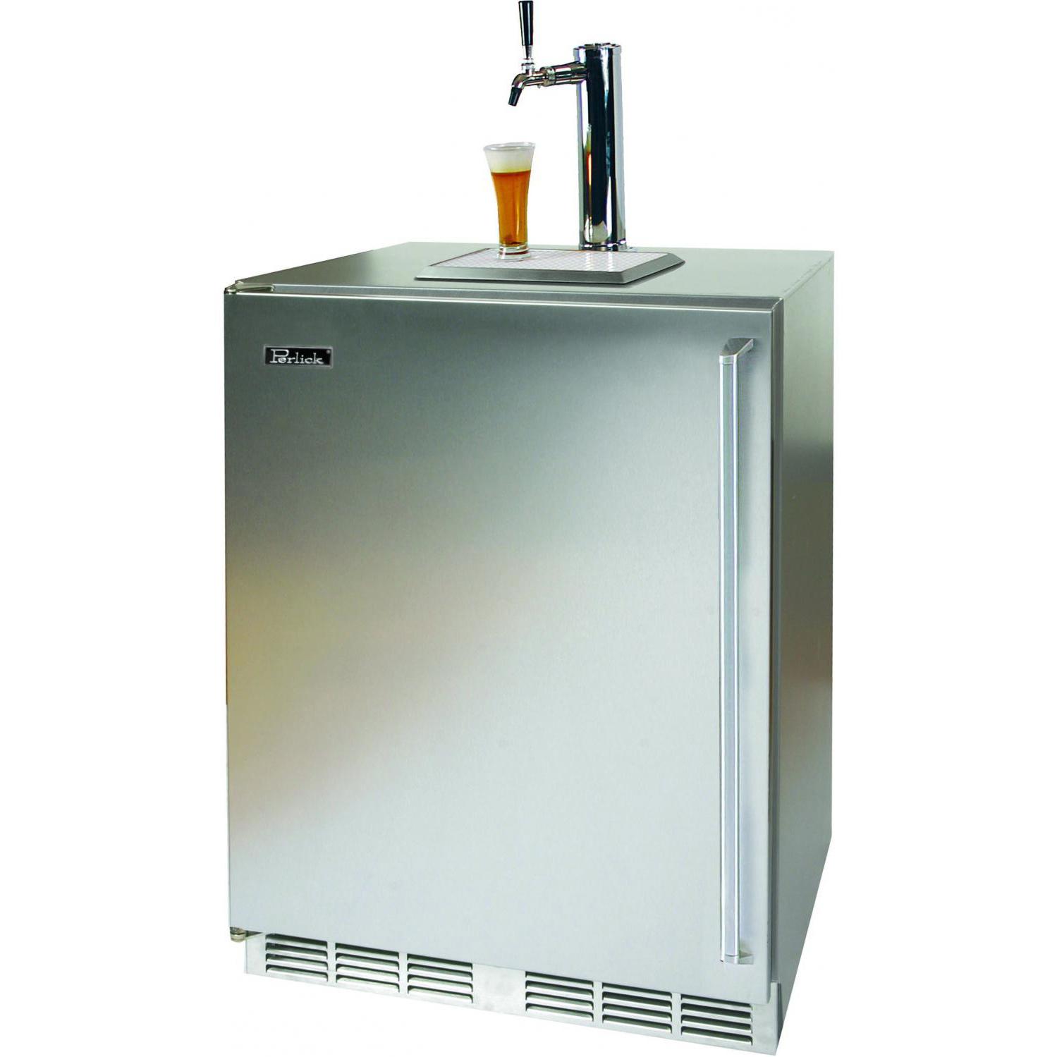 Perlick Signature Series 24-Inch 5.2 Cu. Ft. Left Hinge Outdoor Rated Single Tap Beer Dispenser / Kegerator - HP24TO-3-1L1