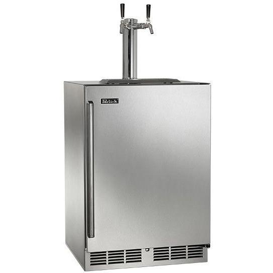 Perlick Signature Series 24-Inch 5.2 Cu. Ft. Right Hinge Outdoor Rated Dual Tap Beer Dispenser / Kegerator - HP24TO-3-1R2