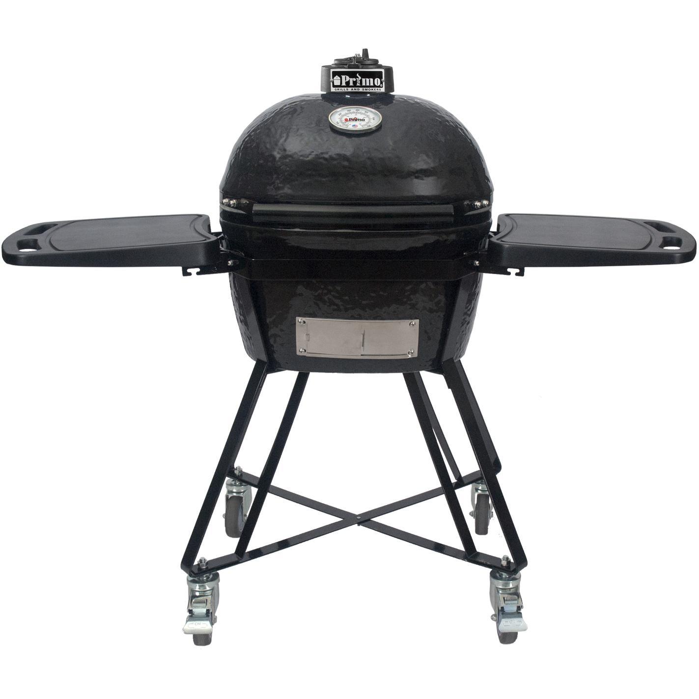 Primo All-In-One Oval Junior Ceramic Kamado Grill With Cradle & Side Shelves - 7400