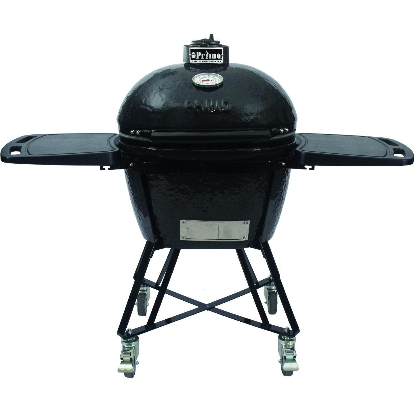 Primo All-In-One Oval Large Ceramic Kamado Grill With Cradle & Side Shelves - 7500