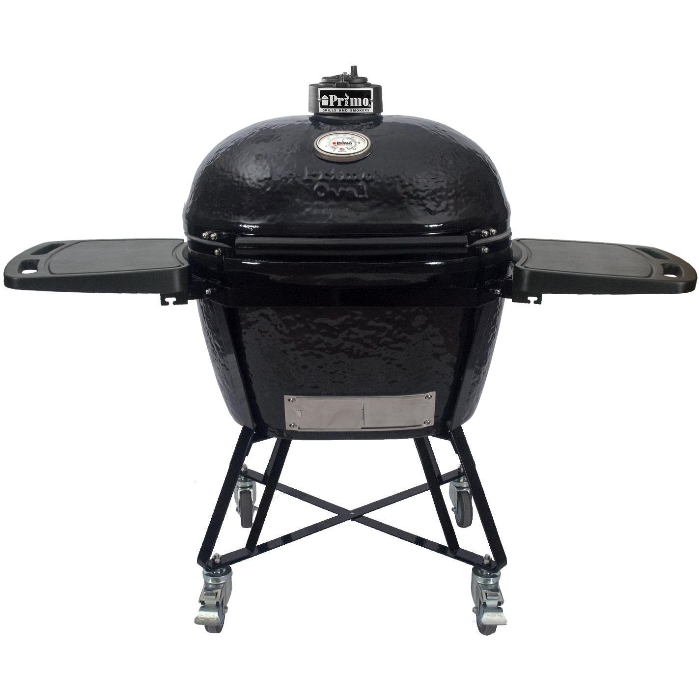 Primo All-In-One Oval XL Ceramic Kamado Grill With Cradle & Side Shelves - 7800
