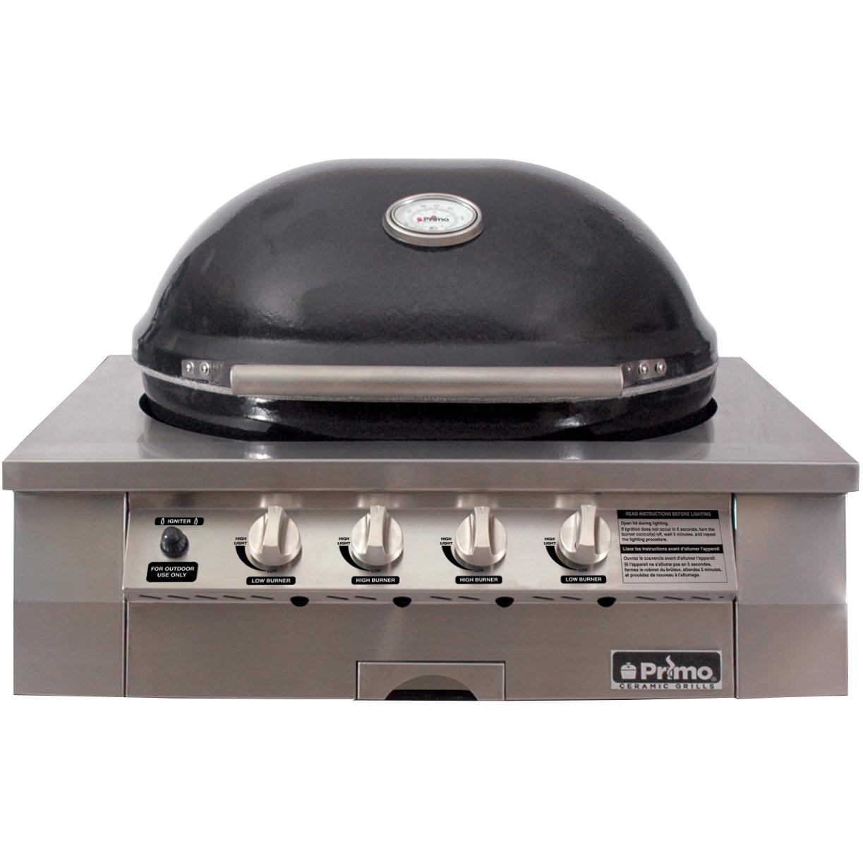 Primo Oval G420 36-Inch Ceramic 4-Burner Built-In Propane Gas Grill (Ships As Natural Gas With Conversion Fittings)