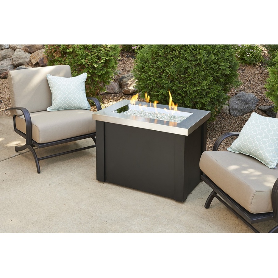 Stainless Steel Providence Rectangular Gas Fire Pit Table