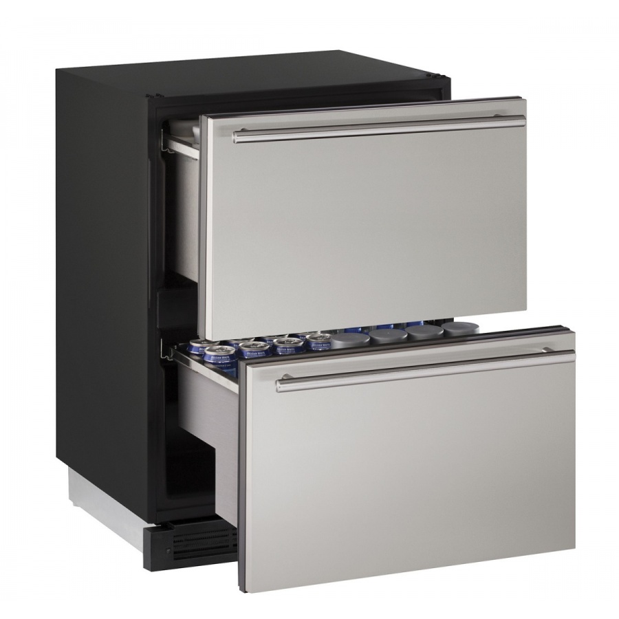 U-Line 1000 Series 24-Inch 5.4 Cu. Ft. Built-In Refrigerator Drawers - Stainless Steel - U-1224DWRS-00B