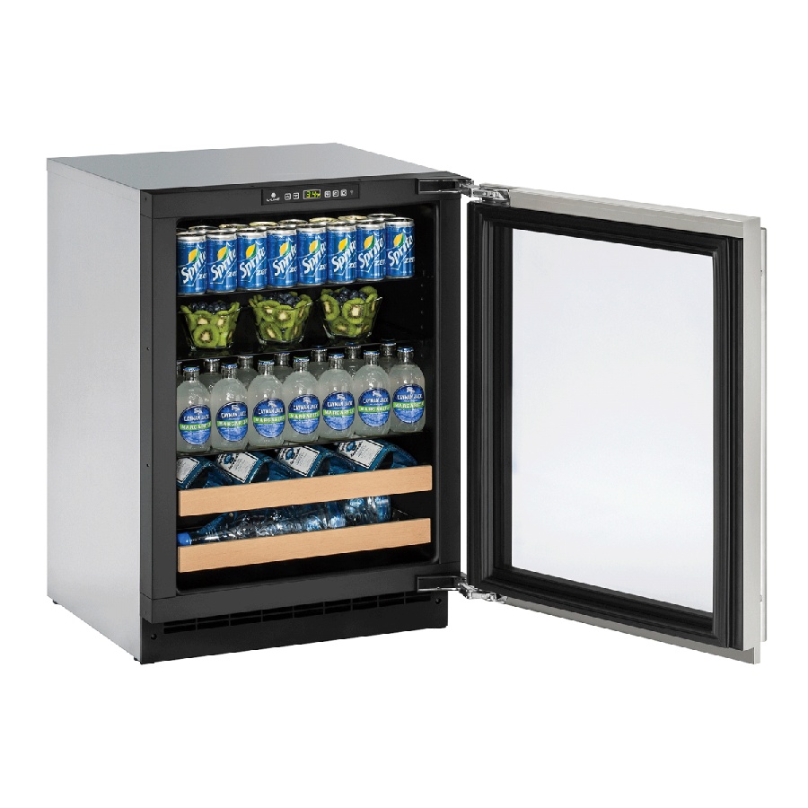 U-Line 2000 Series 24-Inch 4.9 Cu. Ft. Left Hinge Beverage Center With Lock - Stainless Steel - U-2224BEVS-15B