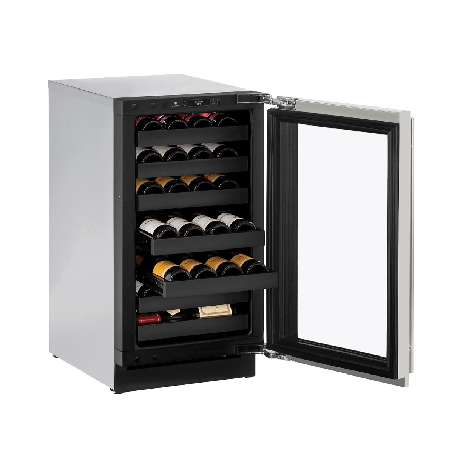 U-Line 3000 Series 18-Inch 31 Bottle Right Hinge Wine Captain With Lock - Stainless Steel - U-3018WCS-13B