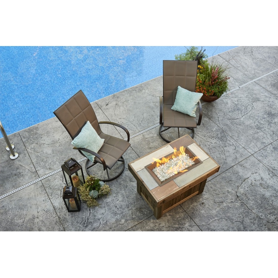 Vintage Rectangular Gas Fire Pit Table