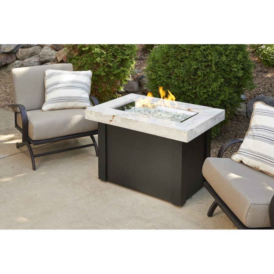 White Providence Rectangular Gas Fire Pit Table